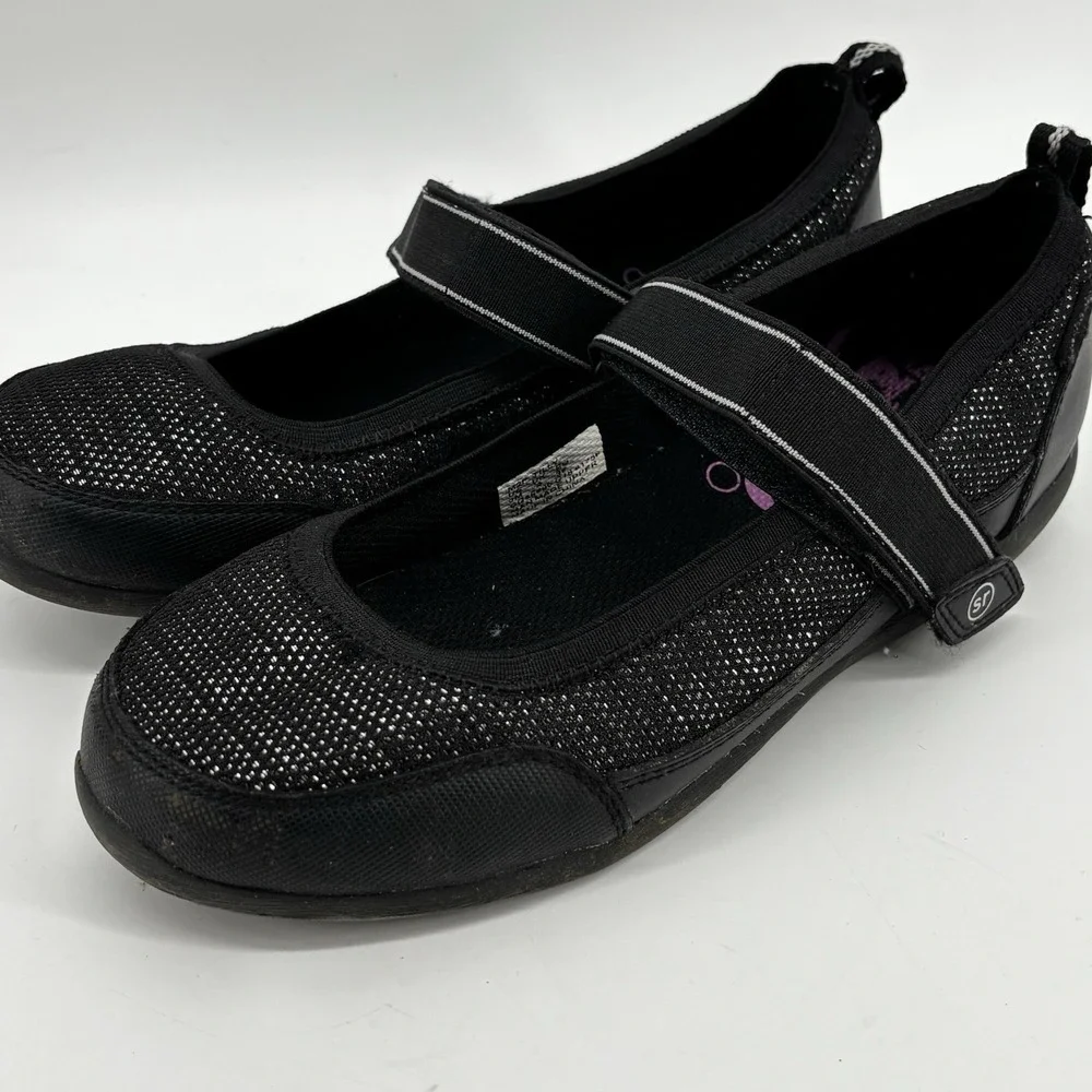 Stride Rite Made 2 Play Tilly Black & Silver Casual Mary Jane‎ Shoes Size 6 Kids
